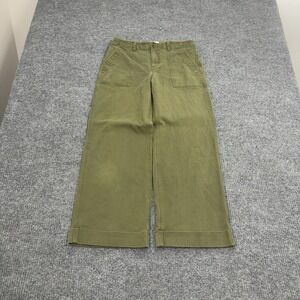 Gap Pants Womens 06 R Green Cotton Blend Wide Leg High Rise Utility Casual